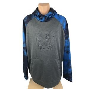 Men's Hooded Sweatshirt Polo Size 2XL Blue Gray 3D Emblem AND1